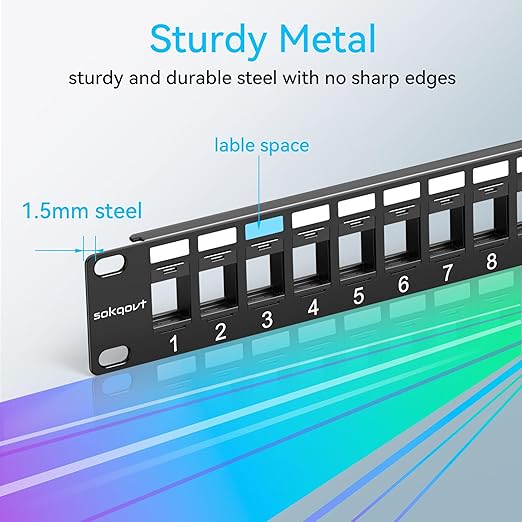 Sokqovt 24 Port Blank Keystone Patch Panel - Image 5
