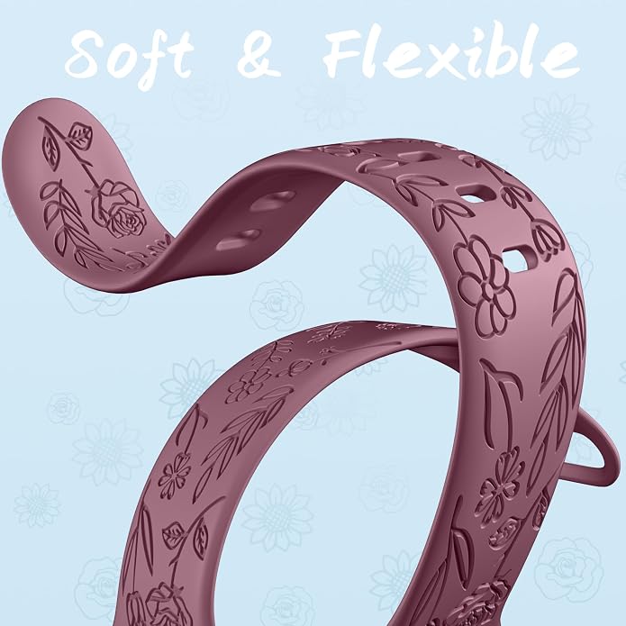 SNBLK 6 Pack Floral Engraved Bands Compatible - Image 5