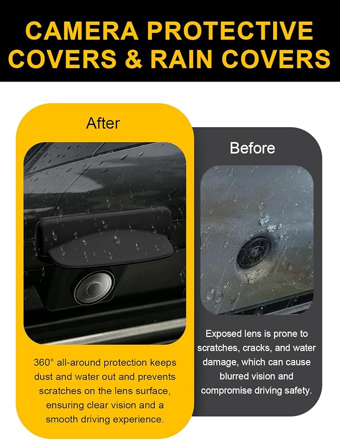 Car Camera Lens Protector 4-Pack + Backup Camera Rain Shield 2-Pack, - Image 4