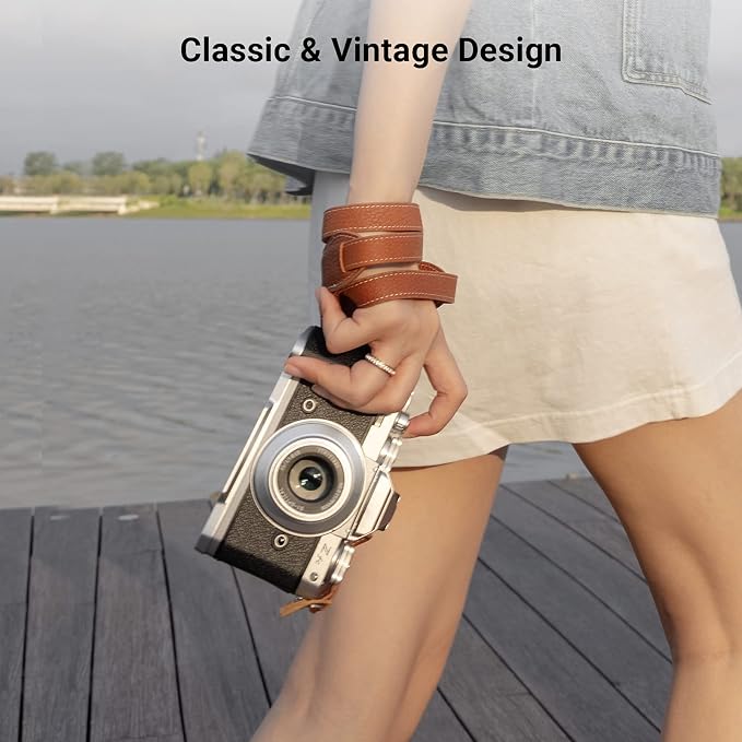 SMALLRIG Leather Camera Strap, Vintage Brown Genuine Leather Neck Shoulder - Image 3