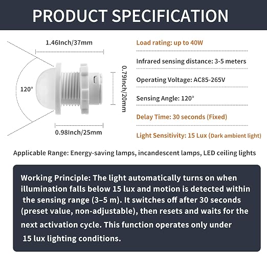 3 Packs Motion Sensor Light Switch, PIR Sensor Smart Detection Switch, 85-265V - Image 3