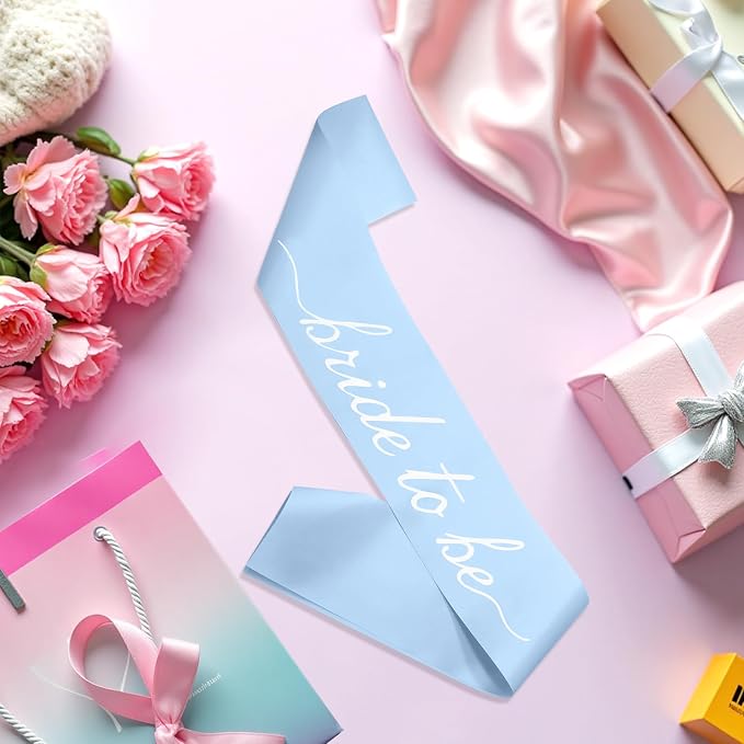 MILVOWOC Blue Bride to Be Sash in Soft Satin, Bachelorette Party Wearable - Image 3