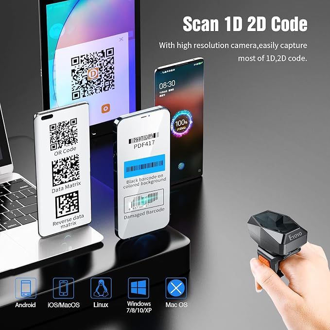 Eyoyo 2D Bluetooth Ring Barcode Scanner, Wearable Wrist Finger Wireless Scanner - Image 5