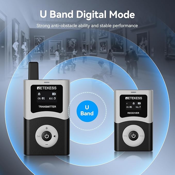 Retekess T130U Wireless Tour Guide System, 200 m, HiFi U-Band Digital Sound - Image 6