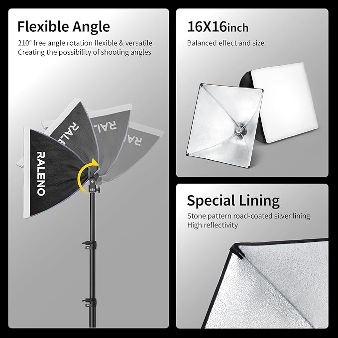 RALENO Softbox Photography Lighting Kit, Continuous Light - Image 6