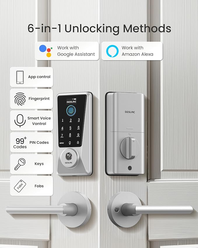 DESLOC Smart Lock D110 Plus, WiFi Fingerprint Smart Front Door Lock - Image 4