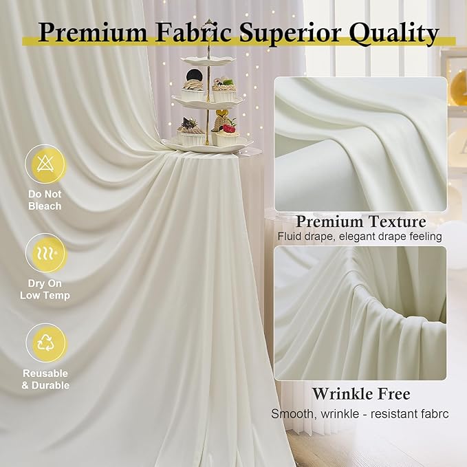 10ft x 15ft Ivory Backdrop Curtains - Image 2