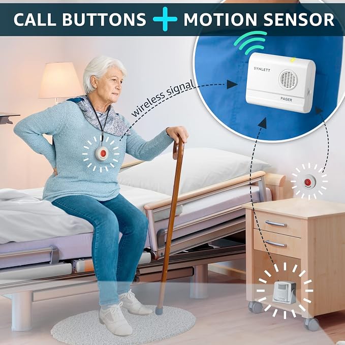 Caregiver Pager Wireless Call Buttons Motion Sensor Alarm Indoor - Image 2