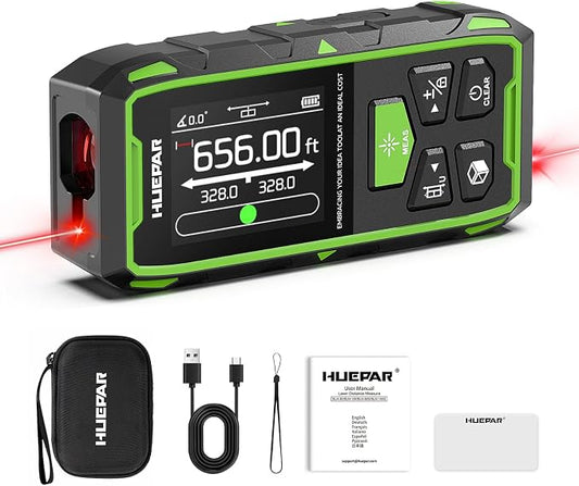 Huepar Professional 656ft/200M Dual Laser Distance Measuring Tool, 5 Years by Huepar