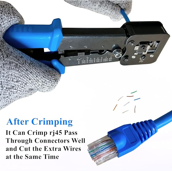 Gaobige rj45 Crimping Tool for Cat6 Cat5e Cat5, Sturdy Crimper for rj45 rj12/11 - Image 4
