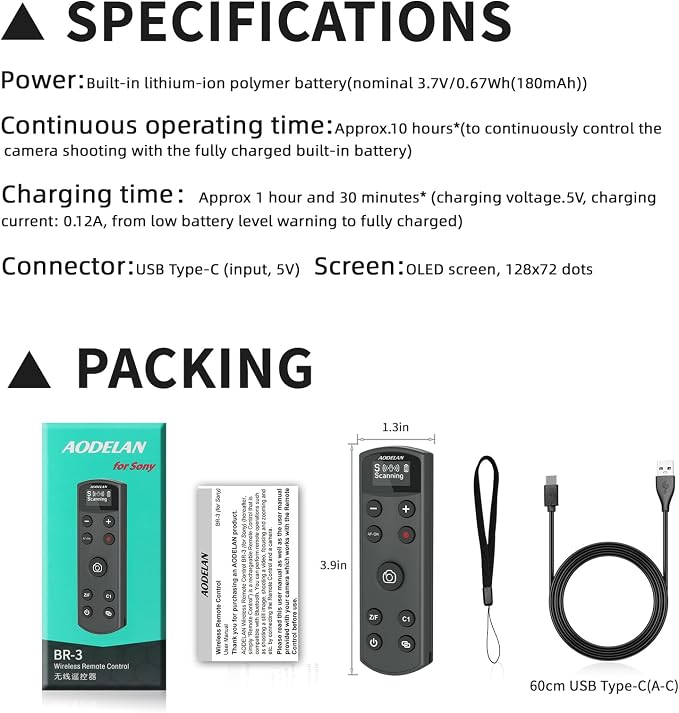 for Sony Camera Wireless Remote Control, Rechargeable Shutter Release - Image 9