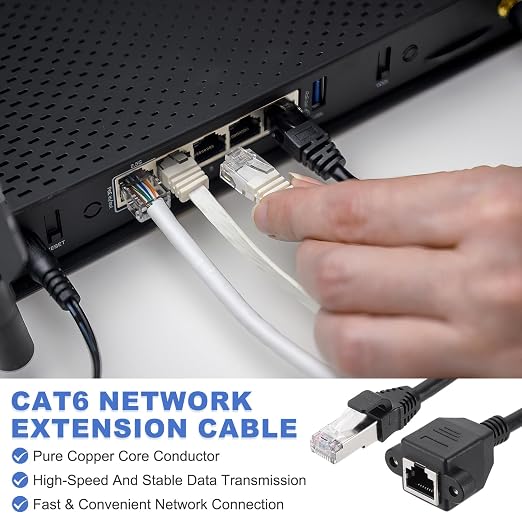 MECCANIXITY Cat6 Ethernet Extension Cable, 3.3Ft RJ45 Male to Female Screw - Image 3