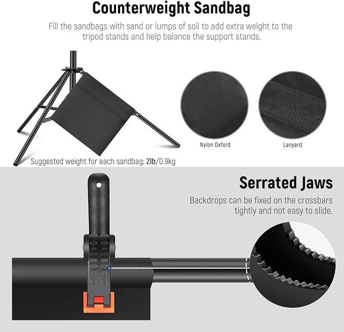 Neewer Photo Studio Backdrop Support System, 10ft/3m Wide 6.6ft/2m High - Image 7