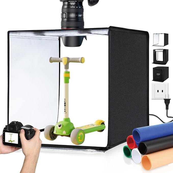 PULUZ 24x24 Inch Photo Studio Light Box, Dimmable 136 LED Beads CRI≥95 Foldable by PULUZ