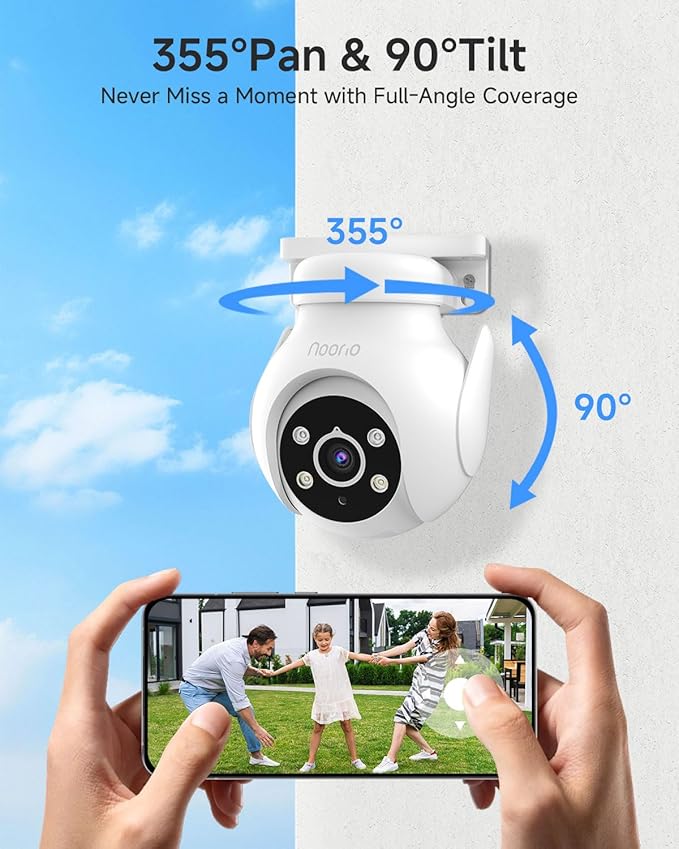 Noorio 2K Security Camera Outdoor 360° Pan/Tilt, Two Way Talk Wired Outdoor - Image 3