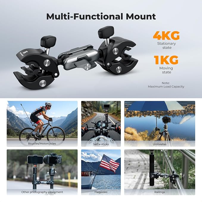 K&F CONCEPT Dual Super Clamp Camera Mount - Image 5