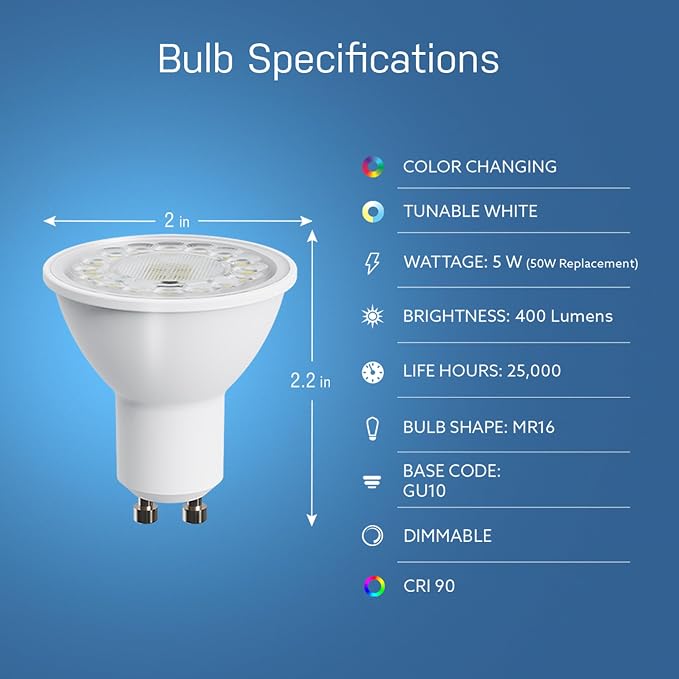 Feit Electric 50-Watt Equivalent MR16 Alexa Google Siri Smart RGBW LED Light - Image 5