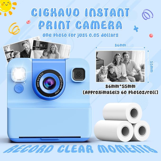 Kids Camera Instant Print with Flip Lens, 1080P HD Video Inkless Toddler - Image 8