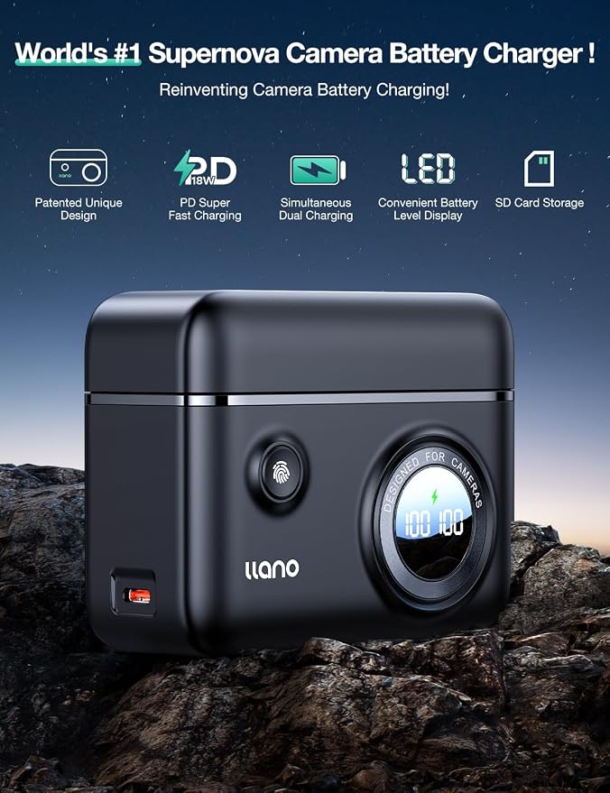 llano LP-E6NH LP-E6P Camera Battery 18W Fast Dual USB C Charger, Compatible - Image 2
