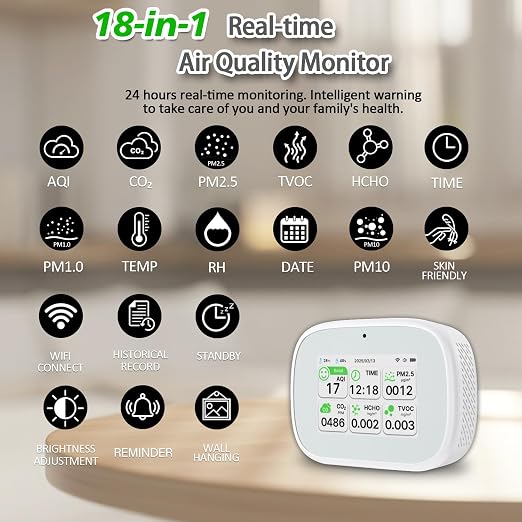 Smart Air Quality Monitor with Dual Chip and WiFi, APP Remote Control to Detect - Image 2