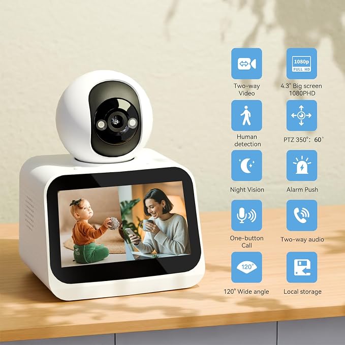 4.3" Smart Home Camera: 1080P HD Video, Two-Way Video Calling, and Motion - Image 5