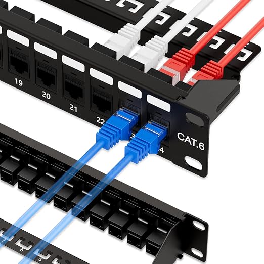 iwillink 10Gbps Patch Panel 24 Port, RJ45 Through Coupler Cat6 Patch Panel UTP by IWILLINK