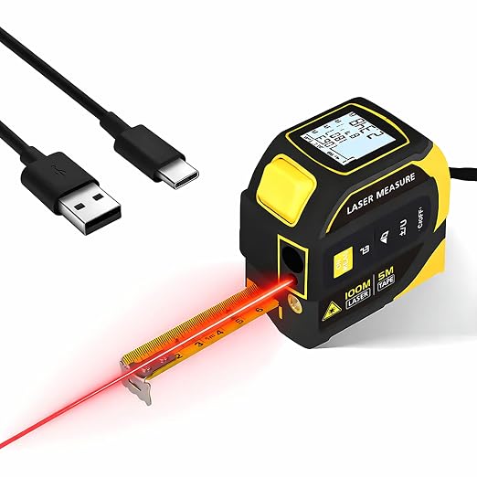 4-in-1 Digital Laser Tape Measure, 16FT Tape, 328FT Distance Meter | 33FT by Unknown