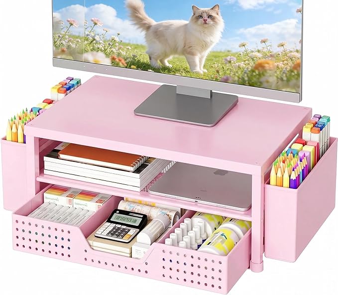 OPNICE Desk Organizers and Accessories, 2-Tier Computer Monitor Stand Riser by OPNICE
