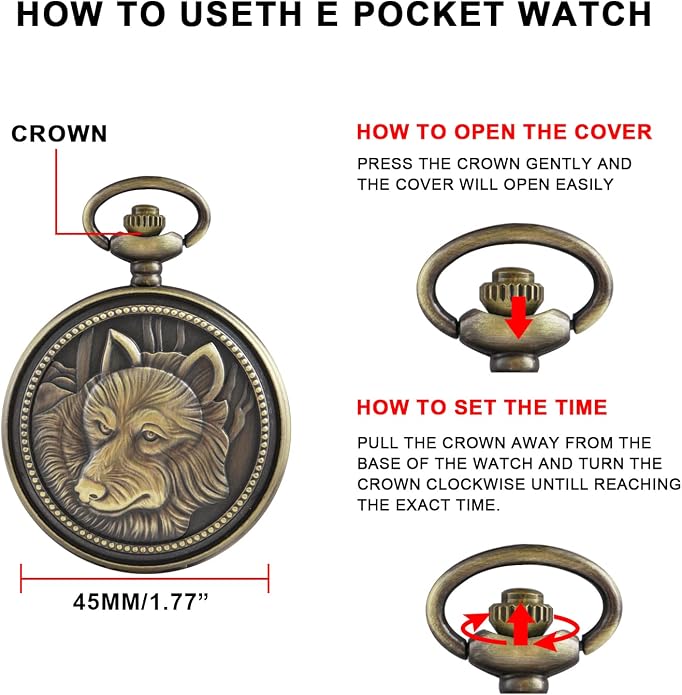 Men's Pocket Watch, Arabic Digital Dial Pocket Watches - Image 7
