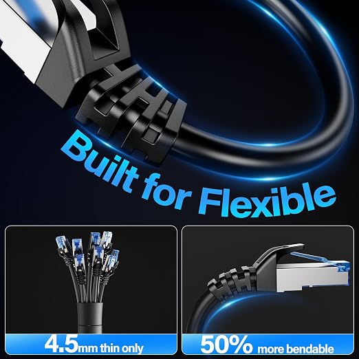 Cat6A Ethernet Cable Shielded 10Gbps 14 ft, Slim Shielded Ethernet Cable Cat 6 - Image 4