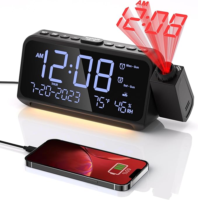 Projection Alarm Clock, Digital Clock by OnLyee