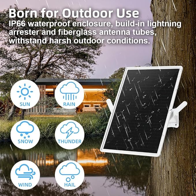LCLCTEK® WiFi Extender Signal Booster Solar Battery Outdoor, Long Range up to - Image 5