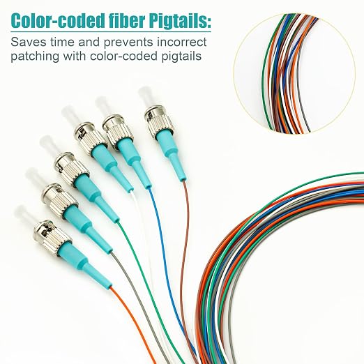 6 Strand Multimode OM3 50/125 ST-UPC Fiber Pigtail, ST OM3 Fiber Optic Pigtail - Image 3