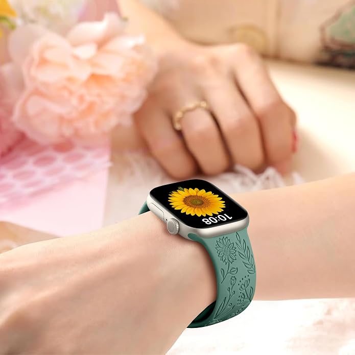 SNBLK 6 Pack Floral Engraved Bands Compatible - Image 6