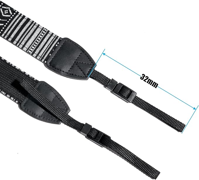 Camera Strap Canvas BlackWhite Shoulder Strap - Image 8