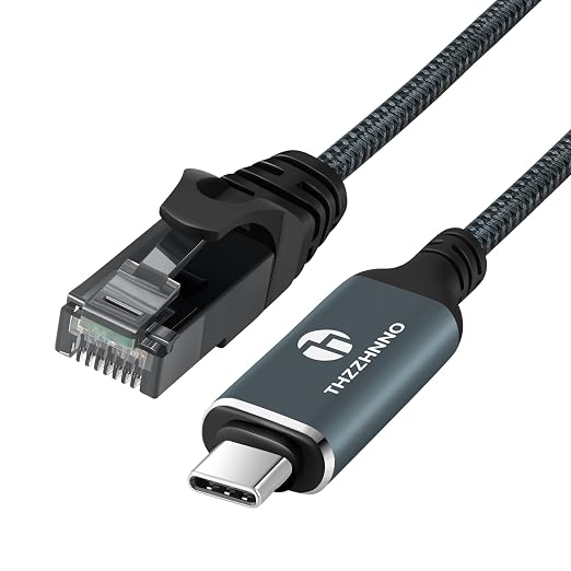 USB C to Ethernet Cable 15FT, Type C to RJ45 Gigabit LAN Network Cord, Directly by Thzzhnno