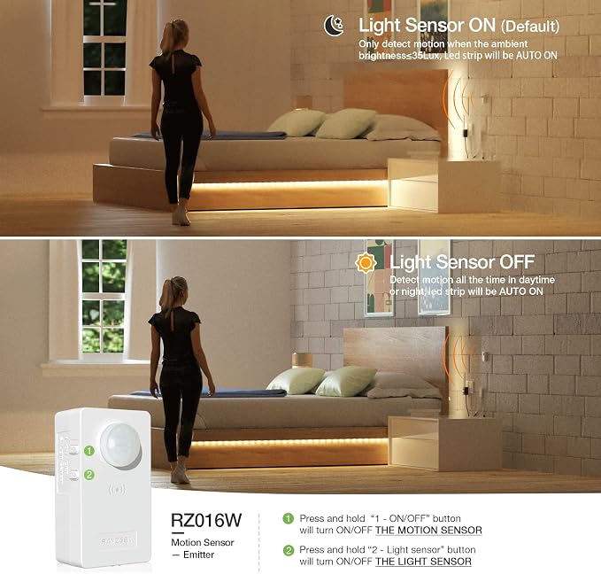 RAYZEEK Wireless Motion Activated LED Strip Lights, 19.7FT LED Strip Lights - Image 4