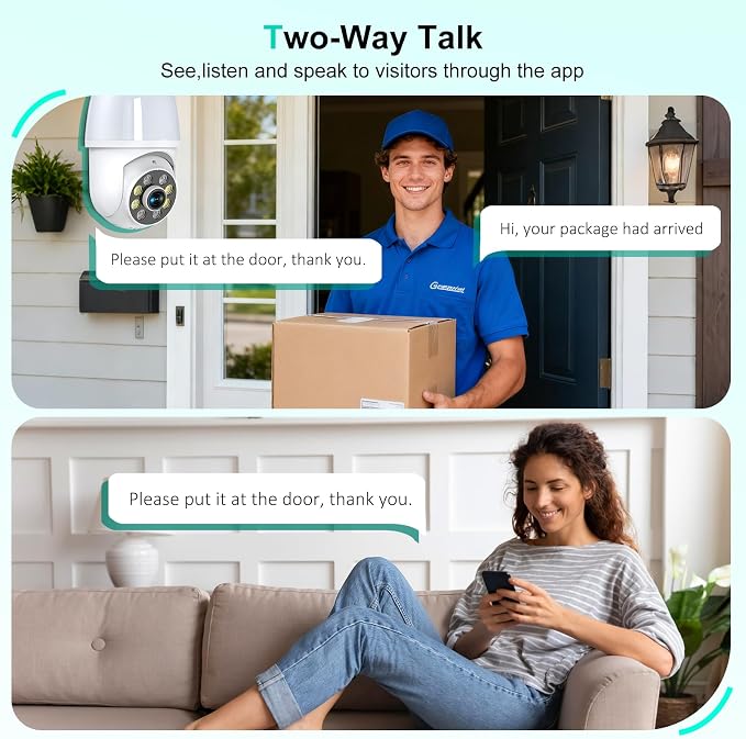 52HZ 2K Light Bulb Security Camera, 2.4GHZ WiFi Lightbulb Security Cameras - Image 6
