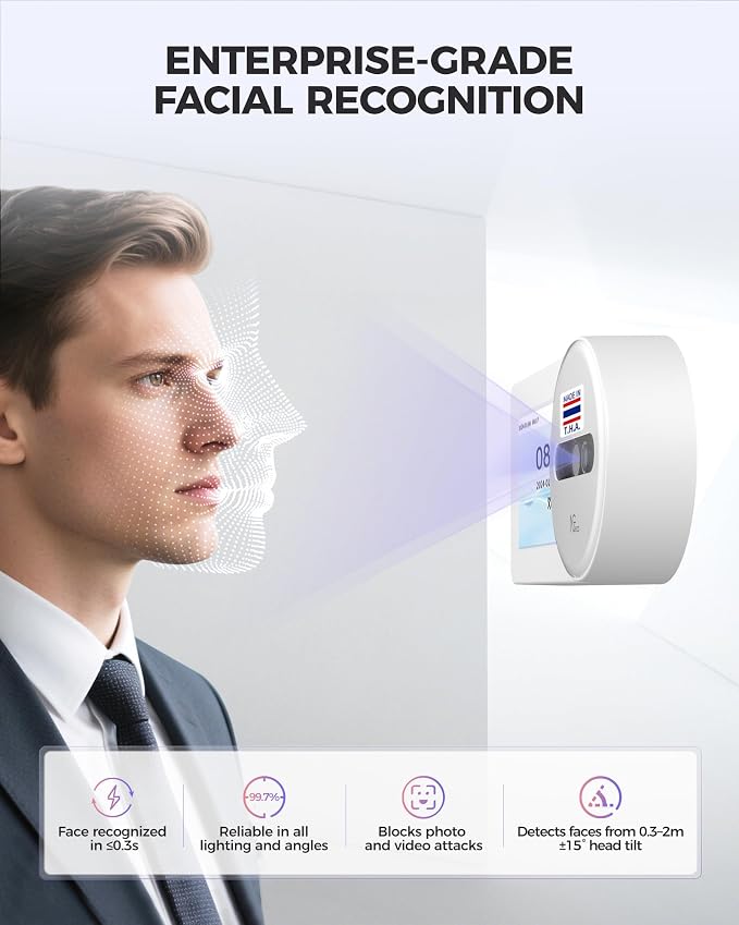 NGTeco Time Clock Cloud-Based, TC5 Face Recognition Time Clocks - Image 3