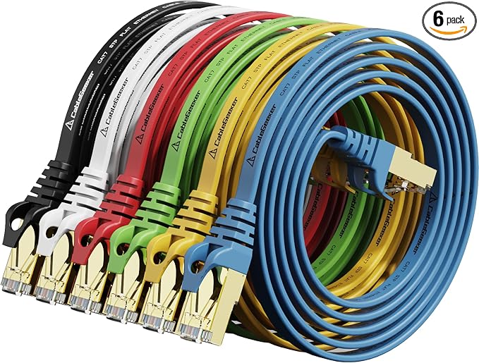 Cat 7 Ethernet Cable 3 ft 6 Pack Cat7 Flat Shielded Ethernet Patch Cables by CableGeeker