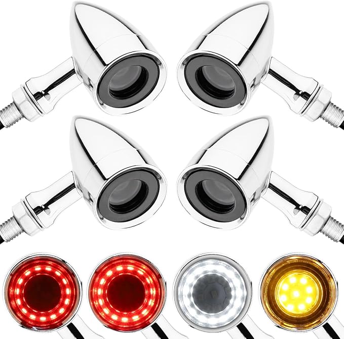 TSUNG Universal Motorcycle LED Turn Signals Lights Small Bullet Front Rear by TSUNGMOTO