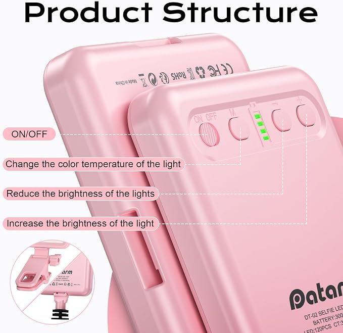 Rechargeable Soft Selfie Light for Phone, 4-14H Battery Portable LED Light for - Image 4