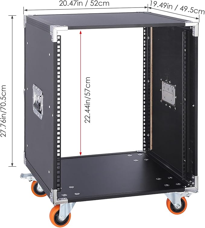 Movable AV Gear Rack 12U 19in Mobile Floor Standing Network Device Storage - Image 2