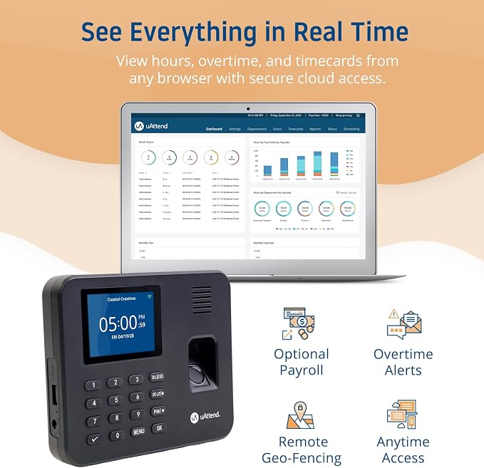 uAttend RE2000 Biometric Time Clock - Image 5
