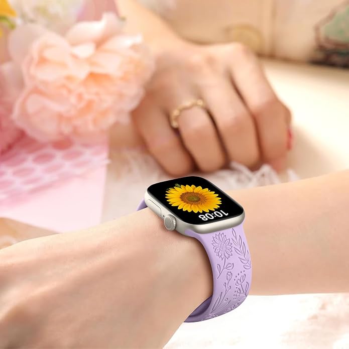 SNBLK 6 Pack Floral Engraved Bands Compatible - Image 5