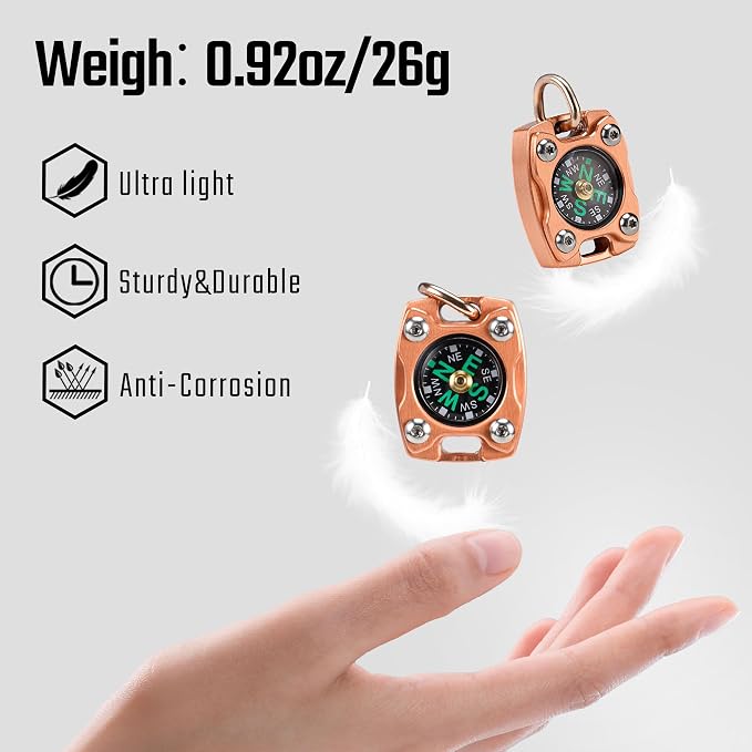 MecArmy Mini Titanium/Brass Compass, Waterproof IPX5 Pocket Compass - Image 3