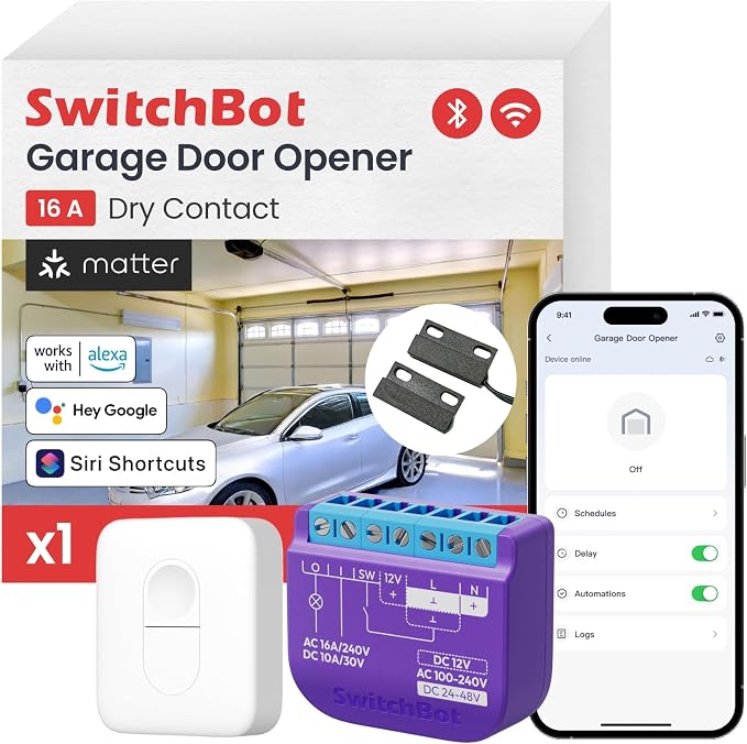 Switchbot Smart Garage Door Opener w/Remote, Matter Certified, by SwitchBot
