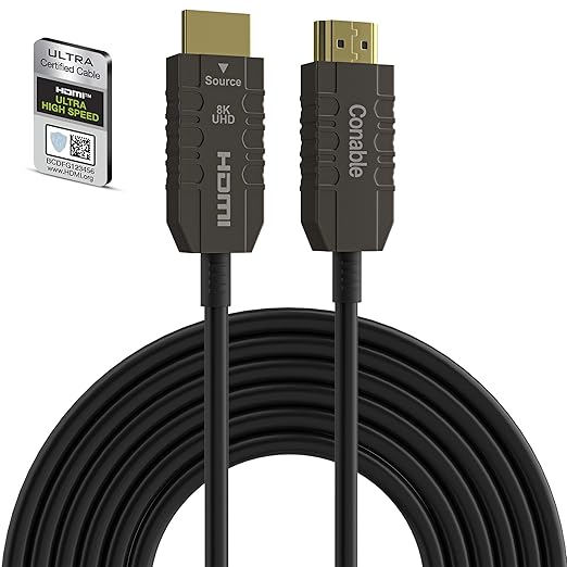 Certified 8K Fiber Optic HDMI 2.1 Cable 50 FT, Real HDMI® Cable, Ultra HD by Conable