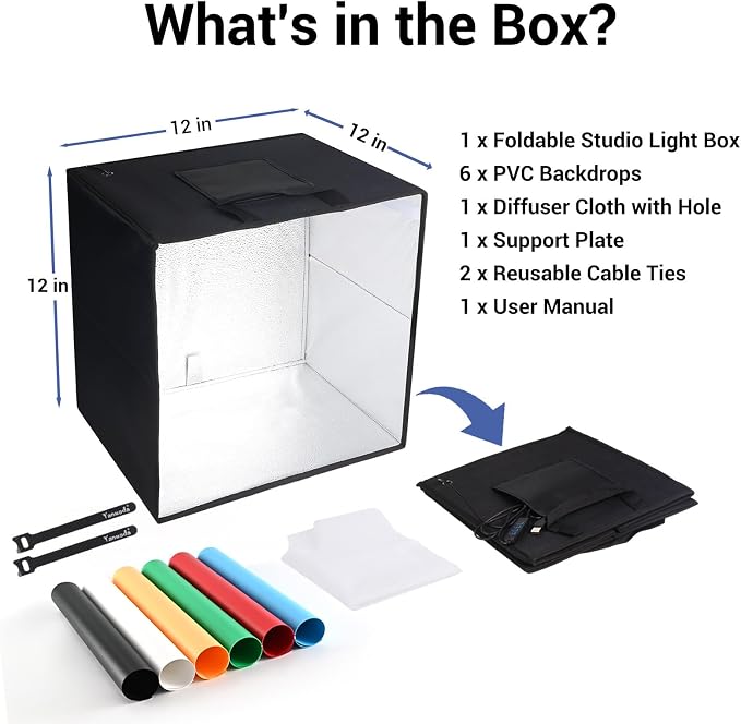Light Box Photography 12x12'', Tabletop Photo Box Booth - Image 7