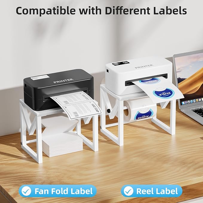 Marbrasse Label Holder for Rolls and Fanfold Labels, Wood Label Printer Holder - Image 6